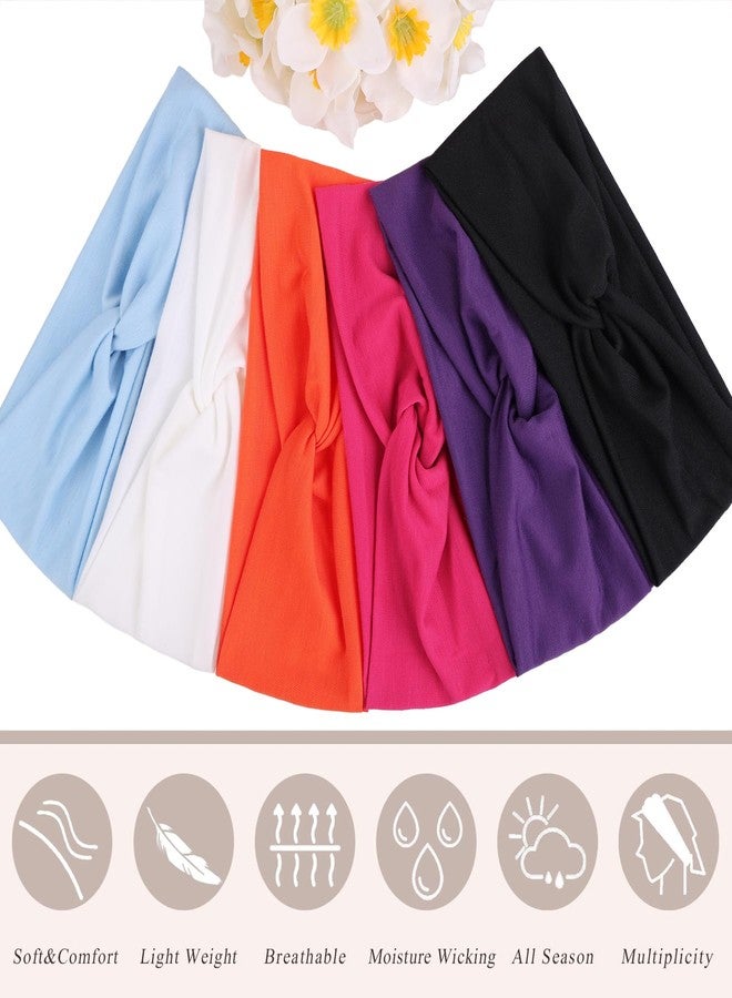 إكستريند مجموعة إكس تريند من 6 قطع من عصابات الرأس النسائية، عصابات رأس متقاطعة ملتوية ومرنة، مثالية لليوجا والتمارين الرياضية، عصابات رأس ناعمة مانعة للانزلاق ومقاومة للتعرق، بألوان سادة، بسيطة ومتعددة الاستخدامات. - Image 2